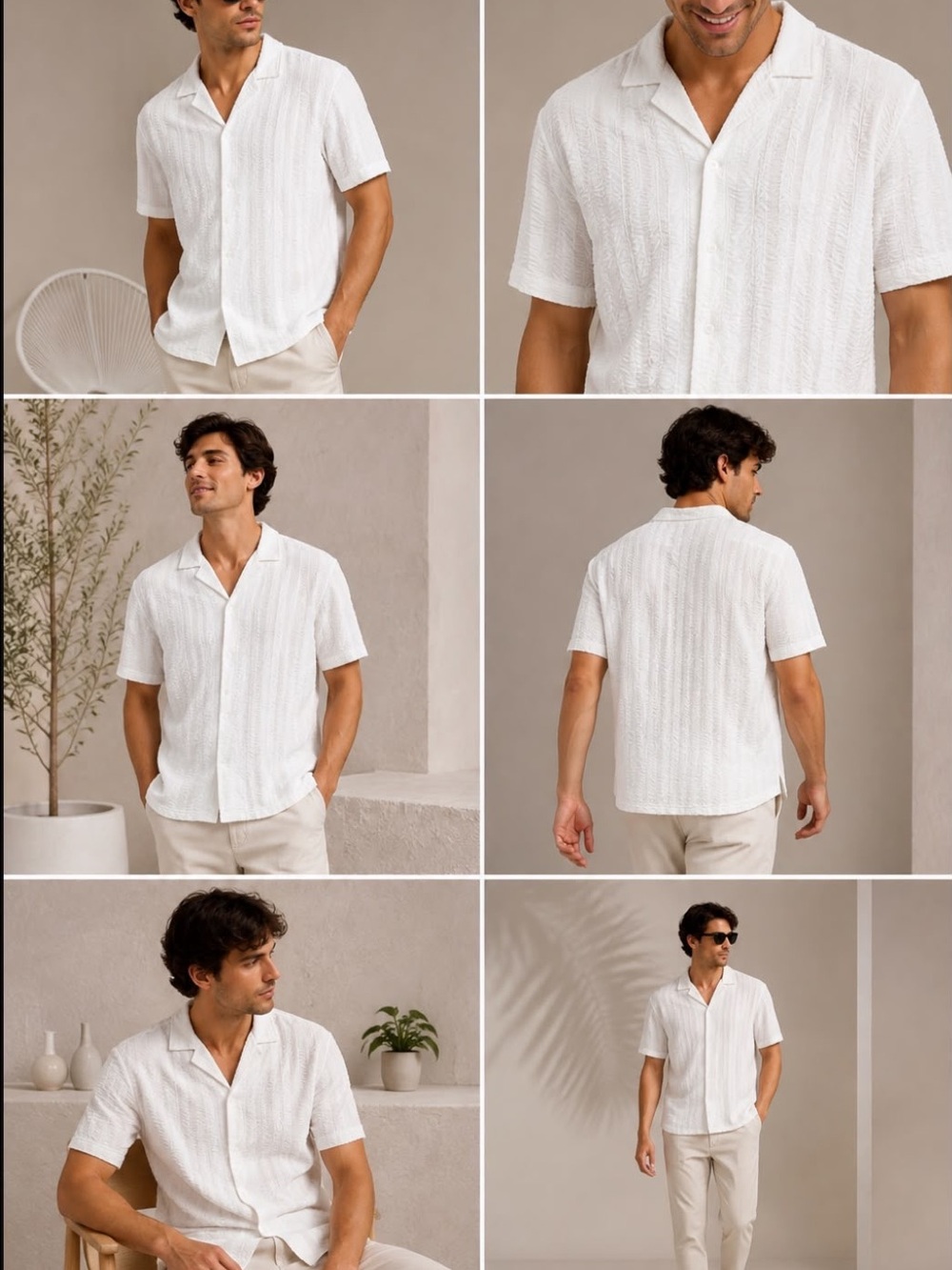 Men's Casual Short-Sleeve Button-Down Shirt - White